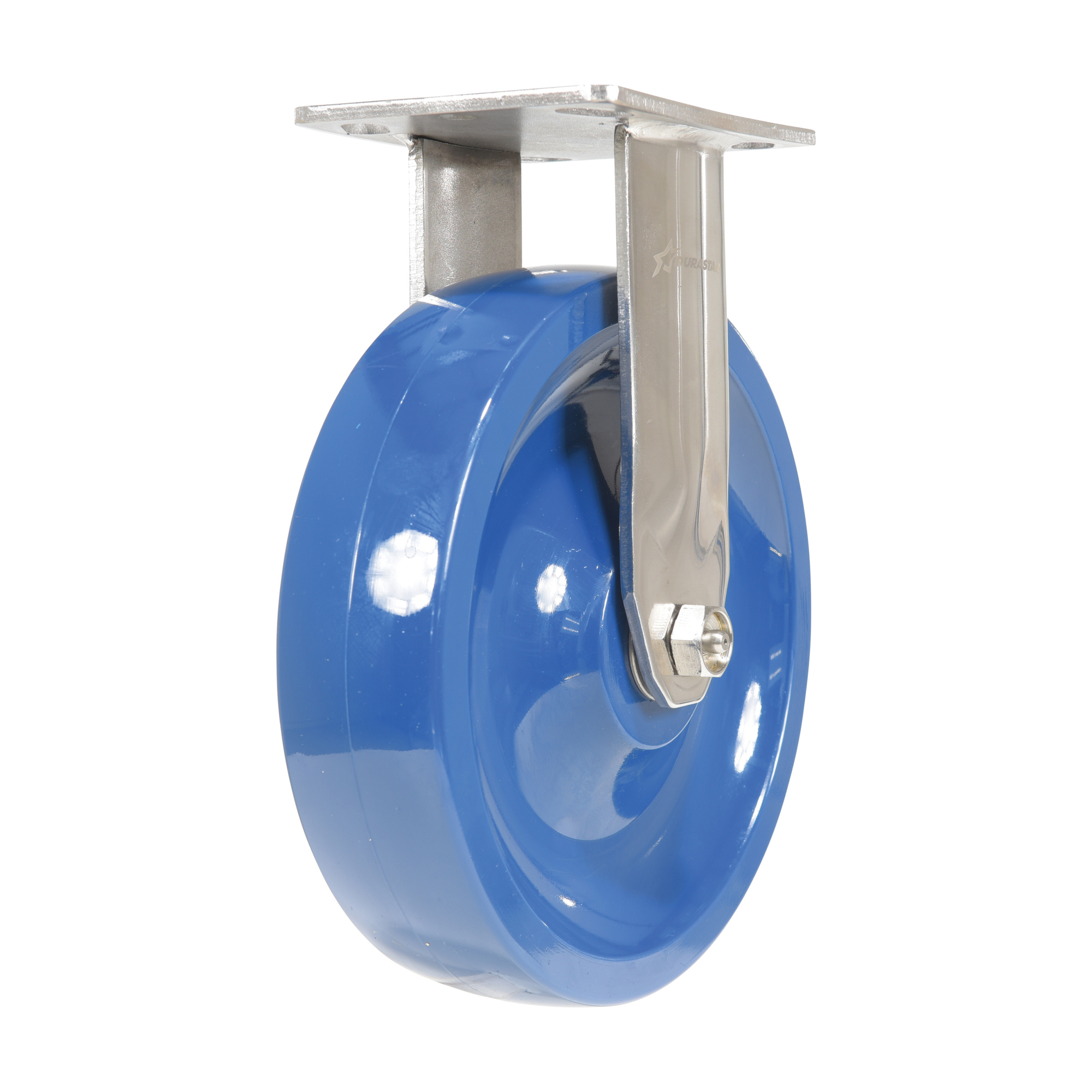 Vestil Solid Polyurethane Rigid Caster 8 In. Diameter x 2 In. Width 1400 Lb. Capacity Dark Blue